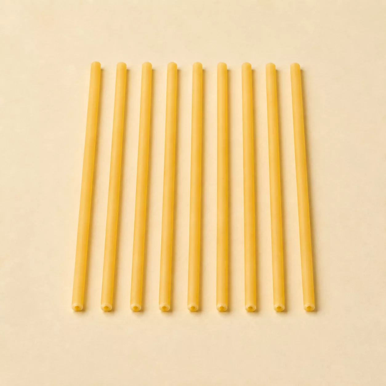 Uncooked Bucatini pasta
